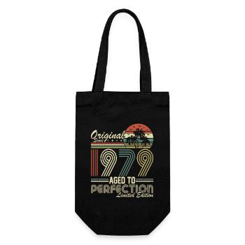 Vintage 1979 - Retro Birthday Gift Idea - Geschenkbeutel für Flaschen - Schwarz - Vorne