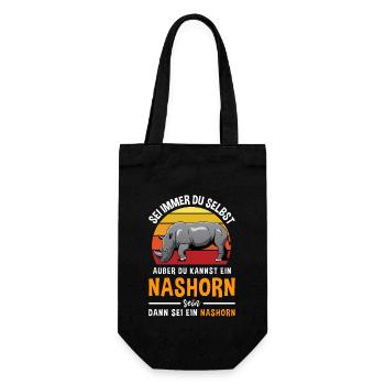 Afrika Tier Horn Einhorn Safari Nashorn - Geschenkbeutel für Flaschen - Schwarz - Vorne