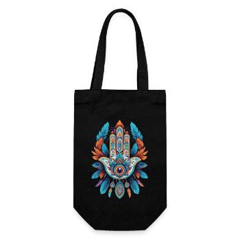Plumes spirituelles de Mandala à la main Hamsa - Sac à bouteille - noir - Devant