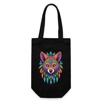 Spirit Schakal Mandala Esoterik Kunst - Geschenkbeutel für Flaschen - Schwarz - Vorne