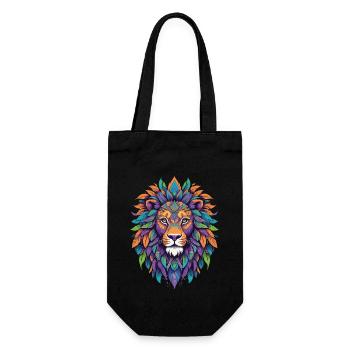 Spirituelles Löwe Mandala Krafttier Design - Geschenkbeutel für Flaschen - Schwarz - Vorne