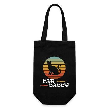 Cat Daddy Vintage Achtziger Jahre Stil Katze Retro - Geschenkbeutel für Flaschen - Schwarz - Vorne