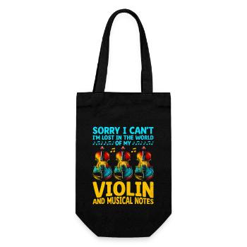 Sorry I Can't I'm Lost In The World Of My Violin V - Geschenkbeutel für Flaschen - Schwarz - Vorne