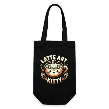 Coffee Break Cat Lover, Coffee Lover Süße Katze - Geschenkbeutel für Flaschen - Schwarz - Vorne