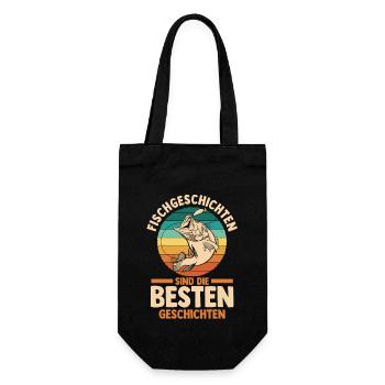 Angler Fischen Angelrute Angeln - Geschenkbeutel für Flaschen - Schwarz - Vorne
