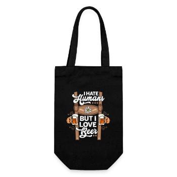 I Hate Humans But I Love Beer - Geschenkbeutel für Flaschen - Schwarz - Vorne