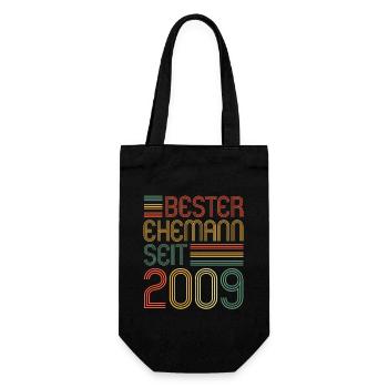 Bester Ehemann seit 2009 15.Hochzeitstag - Geschenkbeutel für Flaschen - Schwarz - Vorne