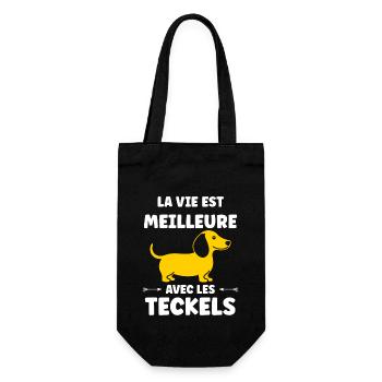 Humour chien teckel - Sac à bouteille - noir - Devant