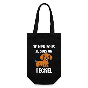 Humour chien teckel - Sac à bouteille - noir - Devant