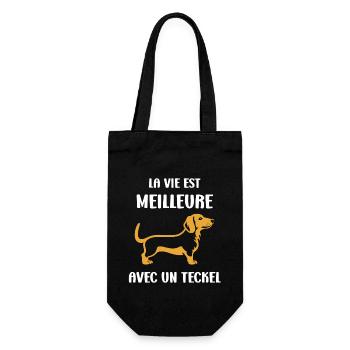 Humour chien teckel - Sac à bouteille - noir - Devant
