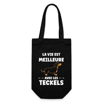 Humour chien teckel - Sac à bouteille - noir - Devant