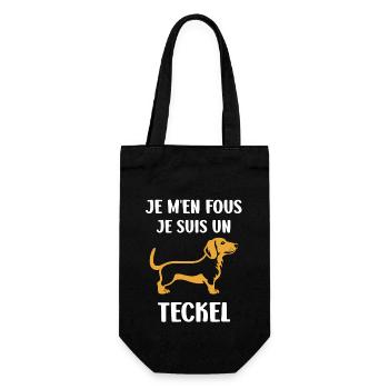 Humour chien teckel - Sac à bouteille - noir - Devant