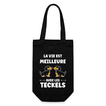 Humour chien teckel - Sac à bouteille - noir - Devant