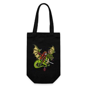 Japanischer Samurai Katze Reitdrache - Geschenkbeutel für Flaschen - Schwarz - Vorne