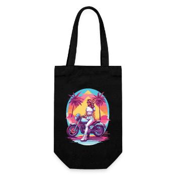 Retro Synthwave Biker Motorrad Design - Geschenkbeutel für Flaschen - Schwarz - Vorne
