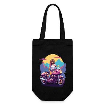 Retro Motorcycle Girl Biker Aesthetics Design - Gift Bag for Bottles - black - Front