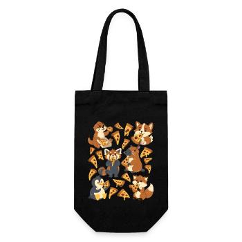 Pizza: Capybara, Fox, Corgi, Otter, Penguin - Gift Bag for Bottles - black - Front
