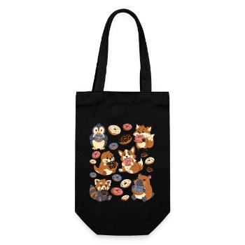 Donut: Capybara, Fox, Corgi, Otter, Penguin - Gift Bag for Bottles - black - Front