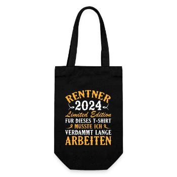 Ruhestand 2024 - Rente Geschenk lustig mit Spruch - Geschenkbeutel für Flaschen - Schwarz - Vorne