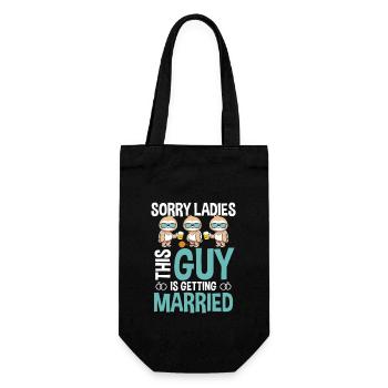 SORRY LADIES this GUY is getting MARRIED - Geschenkbeutel für Flaschen - Schwarz - Vorne