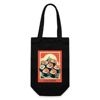 Parodie japanisch Werbeposter: Mount Fuji Sushi - Geschenkbeutel für Flaschen - Schwarz - Vorne
