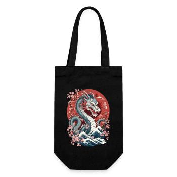Japanischer Drache Aesthetic Streetwear Design - Geschenkbeutel für Flaschen - Schwarz - Vorne