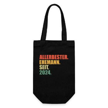 Bester Ehemann seit 2024 1.Hochzeitstag - Geschenkbeutel für Flaschen - Schwarz - Vorne