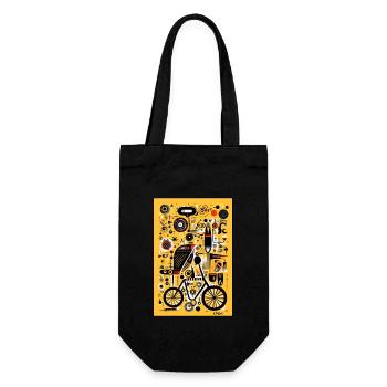 Verspielte Hieroglyphen Fahrrad und Radfahren - Geschenkbeutel für Flaschen - Schwarz - Vorne