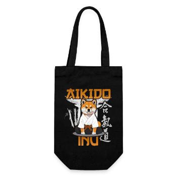 aikido inu akita inu funny aikido japanese mma - Gift Bag for Bottles - black - Front