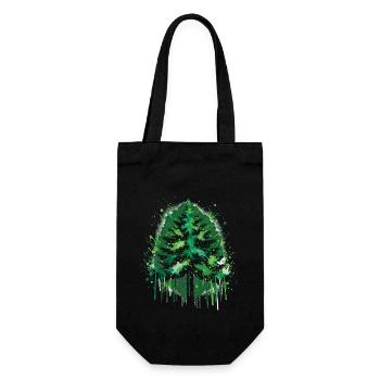 Waldgeflüster Grün Tannenbaum Design - Geschenkbeutel für Flaschen - Schwarz - Vorne