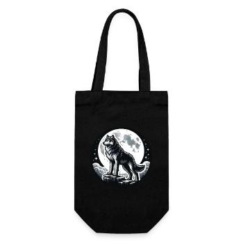 Majestätischer Wolf im Mondschein Design - Geschenkbeutel für Flaschen - Schwarz - Vorne