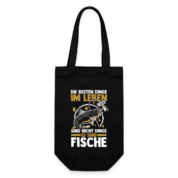Angler Fischen Angelrute Angeln - Geschenkbeutel für Flaschen - Schwarz - Vorne