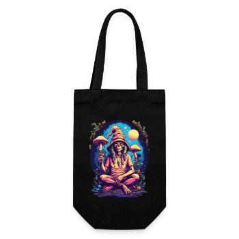 Außerirdischer Psychedelic Art Wald Pilze Musik - Geschenkbeutel für Flaschen - Schwarz - Vorne