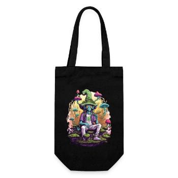 Außerirdischer Psychedelic Art Wald Pilze Musik - Geschenkbeutel für Flaschen - Schwarz - Vorne