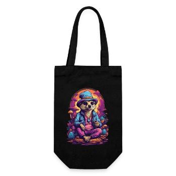 Erdmännchen Wald Pilze Psychedelic Goa Trance Art - Geschenkbeutel für Flaschen - Schwarz - Vorne