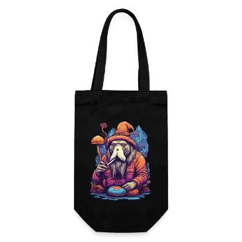 Walross Psychedelic Art Wald Pilze Musik Festival - Geschenkbeutel für Flaschen - Schwarz - Vorne