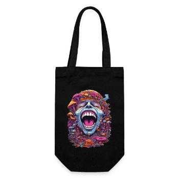 Psychedelic Art Wald Pilze Musik Festival Design - Geschenkbeutel für Flaschen - Schwarz - Vorne