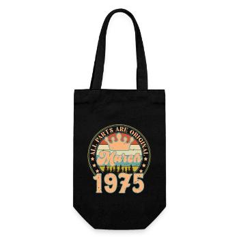 March 1975. March 1975 Birthday Gift. March. - Gift Bag for Bottles - black - Front