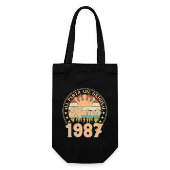 March 1987. March 1987 Birthday Gift. March. - Gift Bag for Bottles - black - Front