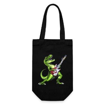 T-Rex Dinosaur Playing Guitar - Gift Bag for Bottles - black - Front