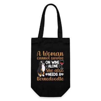 Bernedoodle Dog - Gift Bag for Bottles - black - Front