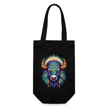 Bison Stier Traumfänger Mandala Design - Geschenkbeutel für Flaschen - Schwarz - Vorne