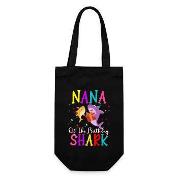 Nana Of The Shark Birthday Family Matching - Gift Bag for Bottles - black - Front