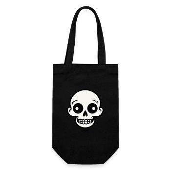 Einfacher Retro-Cartoon-Totenkopf - Geschenkbeutel für Flaschen - Schwarz - Vorne