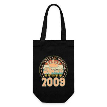March 2009. March 2009 Birthday Gift. March. - Gift Bag for Bottles - black - Front