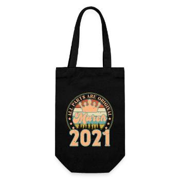 März 2021. Geburtstagsgeschenk März 2021. März. - Geschenkbeutel für Flaschen - Schwarz - Vorne