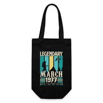 March 1977 Birthday, March 1977 Vintage Gift. - Gift Bag for Bottles - black - Front