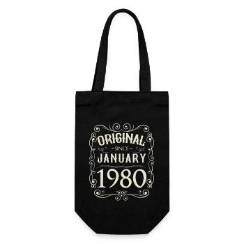 Vintage - Original since Januar 1980 Geburtstag - Geschenkbeutel für Flaschen - Schwarz - Vorne