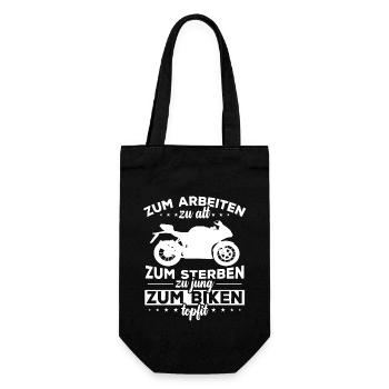 Zum biken topfit - Geschenkbeutel für Flaschen - Schwarz - Vorne