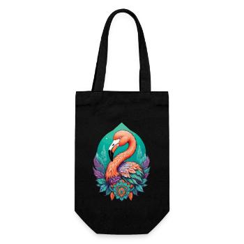 Flamingo Dream Catcher Feathers Mandala Design - Gift Bag for Bottles - black - Front